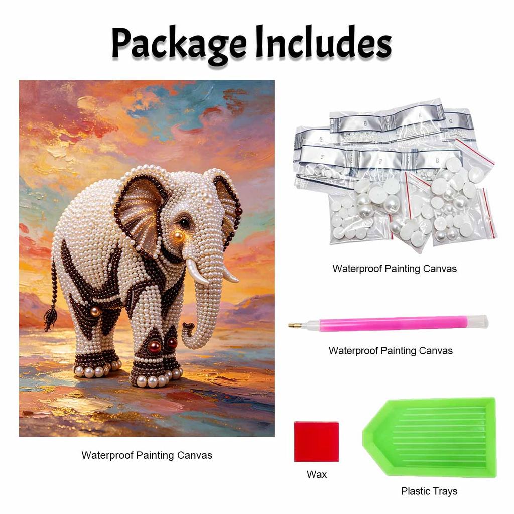 Perlenmalerei DIY-Set Rahmenloses Elefantenleinwand Glänzende Perlenkunst Kreatives Bastelset für Schlafzimmer Wohnzimmer Dekoration