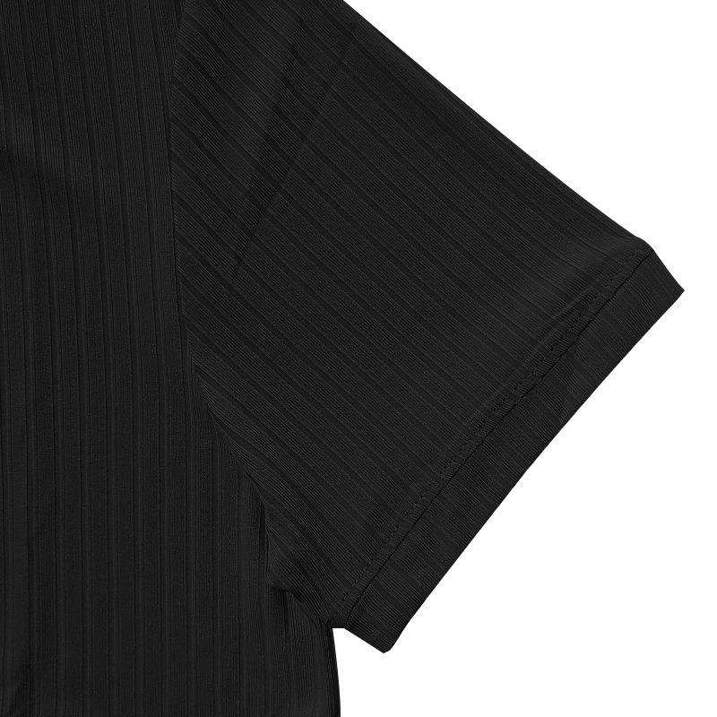 Men's Textured Ribbed Quick-Dry Short Sleeve Henley Shirt.