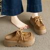 Thick bottom heightening bag head half slippers women's summer wear new one-pedal with skirt sandals