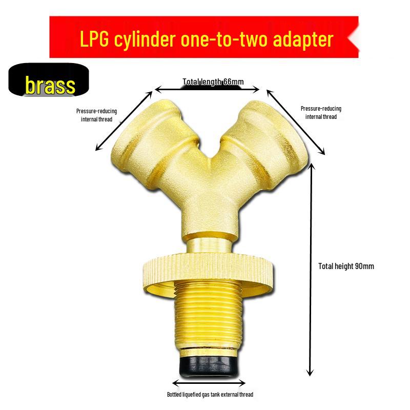 Brass Y-Type Gas Hose Three-Way Valve Connector with 4-Point Ventilation Ball Valve Switch.