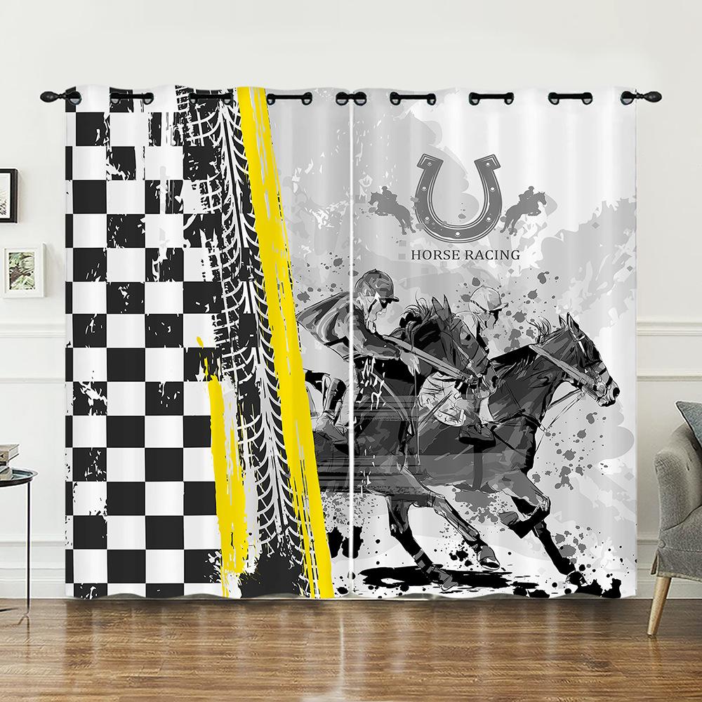 Curtains Bedroom Curtains Digital Printing Sports Blackout Curtain Cloth No Punching