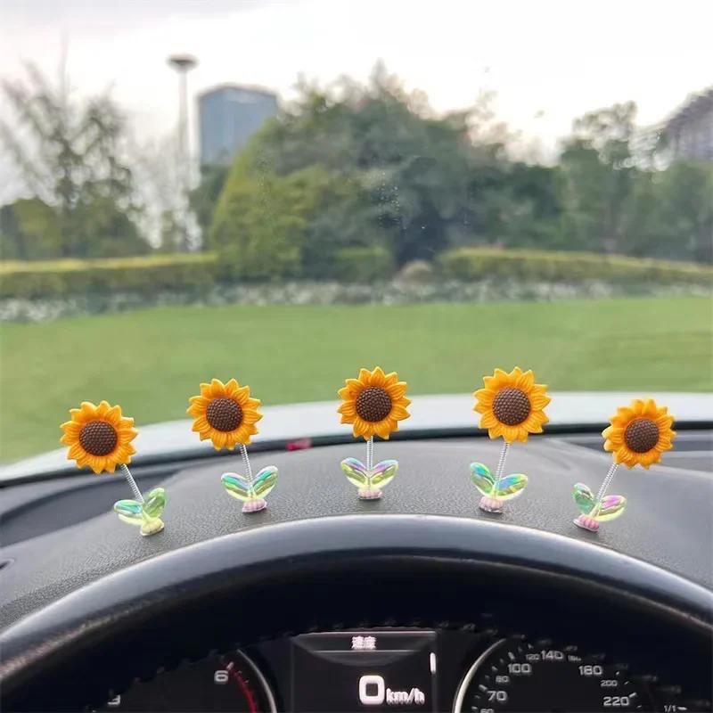 New 5 Pieces Car Dashboard Ornament Decoration Car Window Decoration Sunflower Design Car Decoration Car Interior Accessories