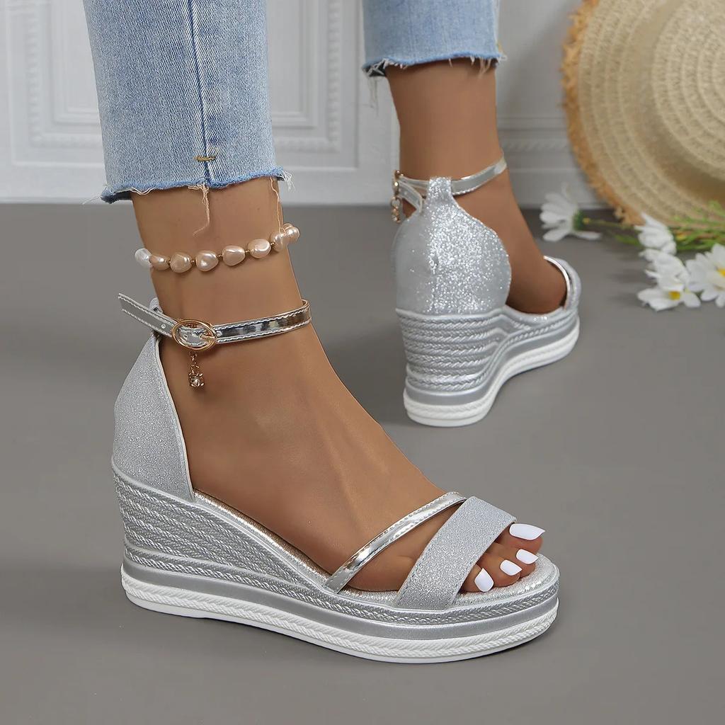 New Super High Heel Women Sandals Women's Versatile Platform Flatform Shoes with A Straight Strap Sandals High Heels 2025
