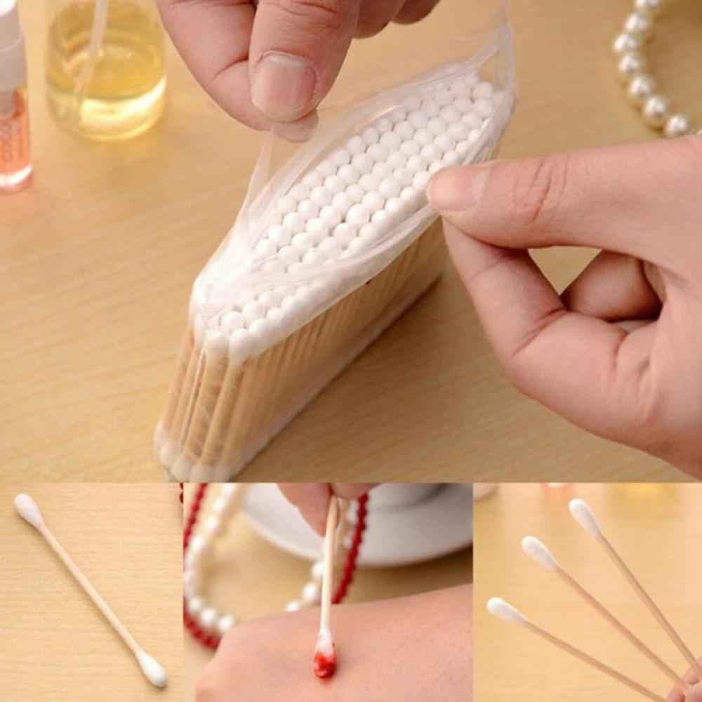 100/400/600pcs Double Head Cotton Swab Medical Wood Sticks Nose Ears Clean Applicator Beauty Cottontattooclean,Tattooaccessories