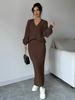 Available: Women's Casual 2-Piece Long-Sleeved Sweater and Skirt Set