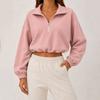 Women's Casual Half Zip Cropped Sweatshirt with Collar Color