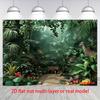 2D Plan, 1 Jungle Palm Wildlife Park Tropical Rainforest Photo Background with Rich Green