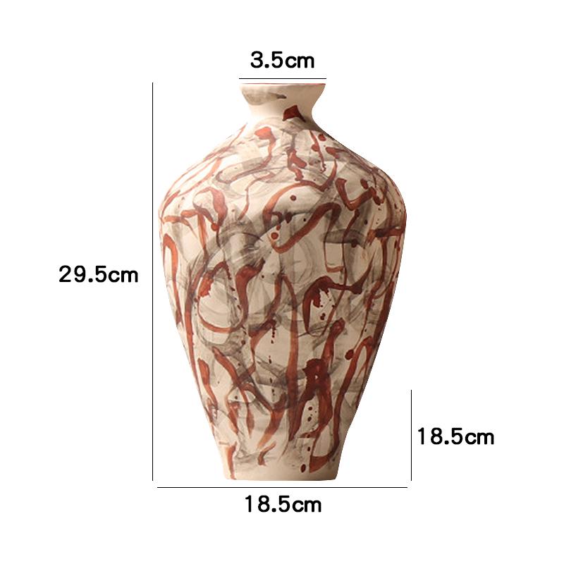 Modern Retro Abstract Art Pottery Vase for Home or Hotel Decor