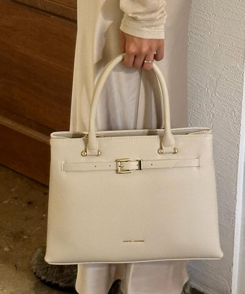 David Jones Madeleine 3-Way Belted Tote Leather Bag_Almond Milk (Cm8243)