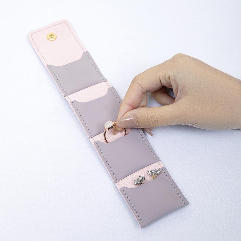Foldable Jewelry Organizer Pouch With Multi Compartments For Rings Necklaces Earring Mini Travel Jewelry Roll Bag With Buckle