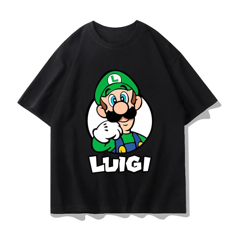 T-Shirt Mario Boys Girls Summer Family Matching Set Stylish All-Purpose Cotton Short-Sleeved Round Neck Tee