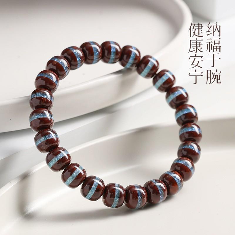 Natural Goldberry Seed Beaded Bracelet Opal Blue Line Handmade Men Women Daily Wear Jewelry Bijouterie
