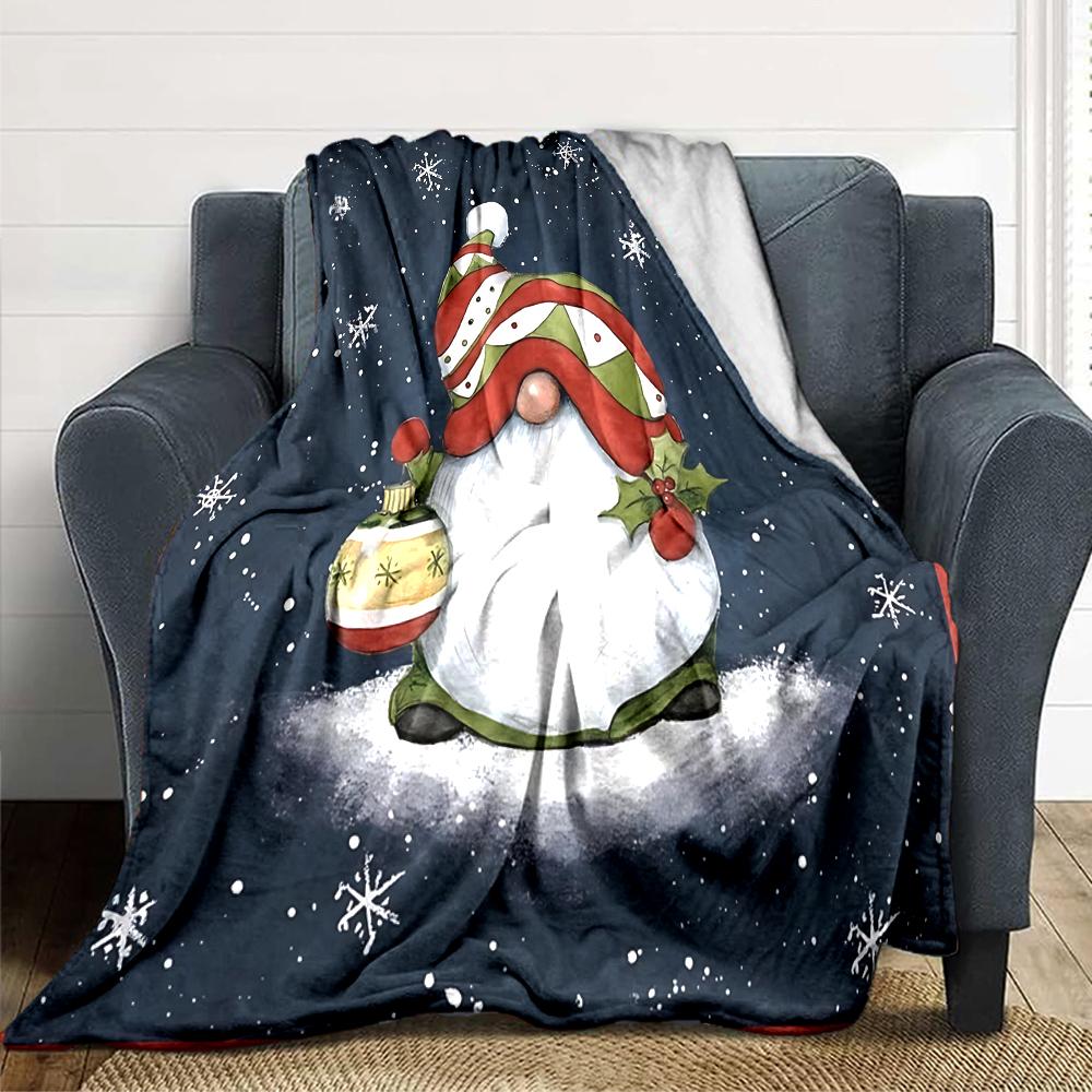 1Pc Christmas Gnome Snow Blanket Soft Throw Blanket For Home Bedroom Bed Sofa Travel Office Solid Christmas Blanket