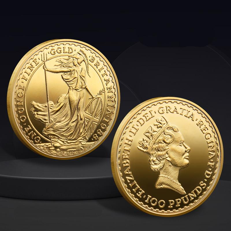 1 Pieza Reina Isabel II Brillante en el Anverso Libra Britannia Moneda Conmemorativa Isabel II Dei Gratia Regina Moneda