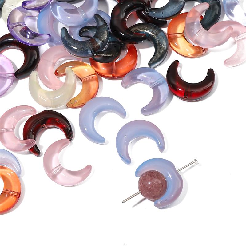50pcs 15mm Crystal Glass Moon Charm Beads Fit for 8mm Beads for Necklace Bracelet Earring DIY Jewelry Making Supply