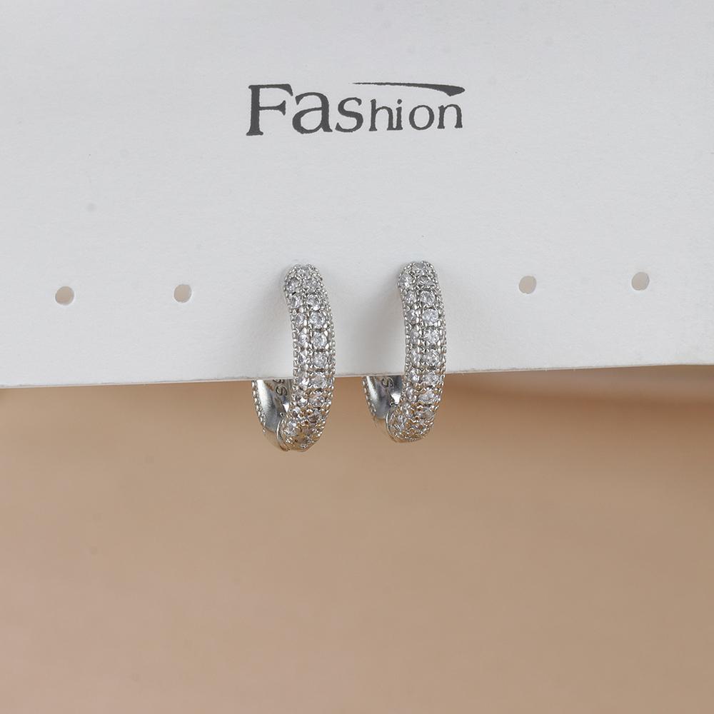 Fashion Stainless Steel Cubic Zircon Heart Dangle Earrings for Women Geometric Circle U-shaped Earrings Ear Piercing Jewelry