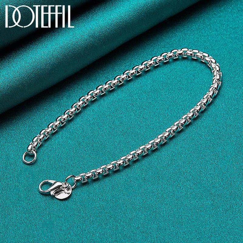 4mm Round Box Chain Necklace Bracelet Set For Woman Man Wedding Engagement Jewelry