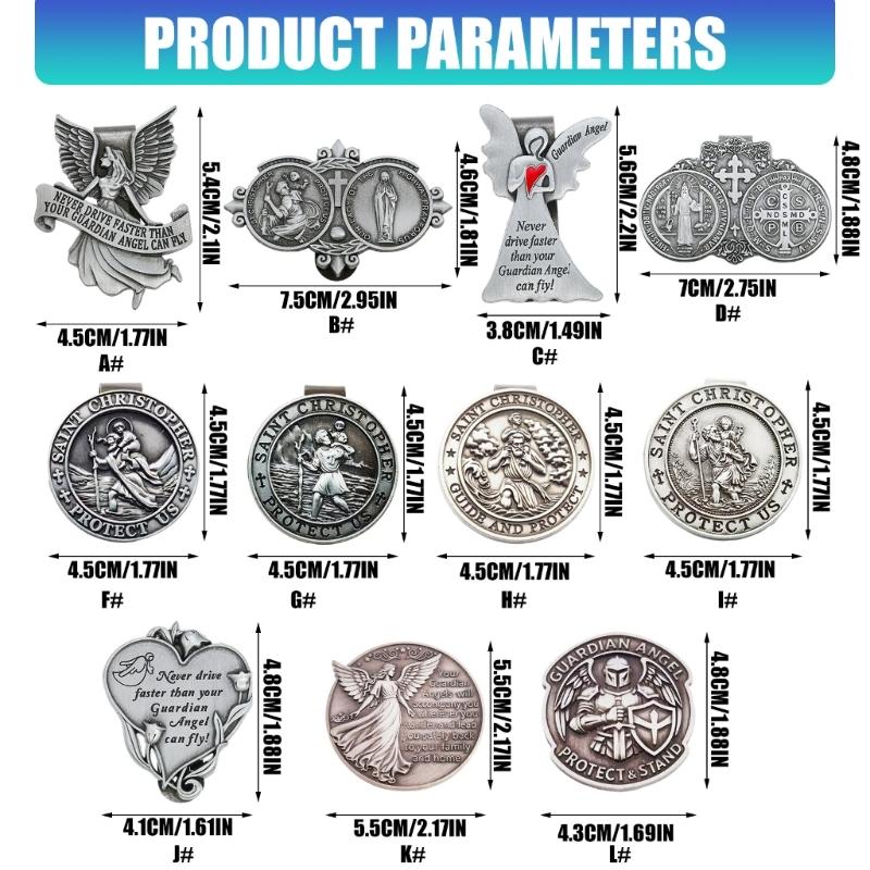 Car Visors Clips Metal Angel Safety Charm Decoration Inspirational Travel Protection Angel Clip Car Accessory