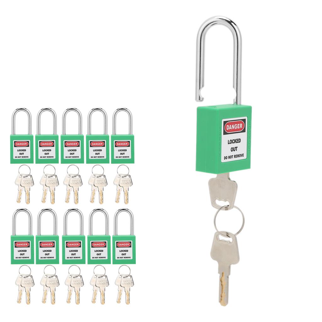 10Sets 38mm Lockout Tagout Lock Durable Nylon Isolation Design Corrosion Resistant Padlock with 20 Keys