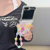 3D For Samsung Galaxy Z Flip 5 6 7 5G Flower Bracele Case Hinge Magnetic PC Shell Shockproof Protective Transparent Back Cover