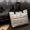 Large Puffy Shoulder Bag Filled Cotton Soft Padded Winter Handbag Women Pillow Shopper Bag for