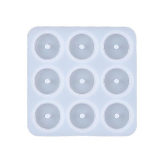 Round Silicone Mold 9 Cavity Circle Button Pendant Resin Epoxy Mold with Hole Casting Mold DIY Wind Chimes Keychain Jewelry Making Tool for Beginners