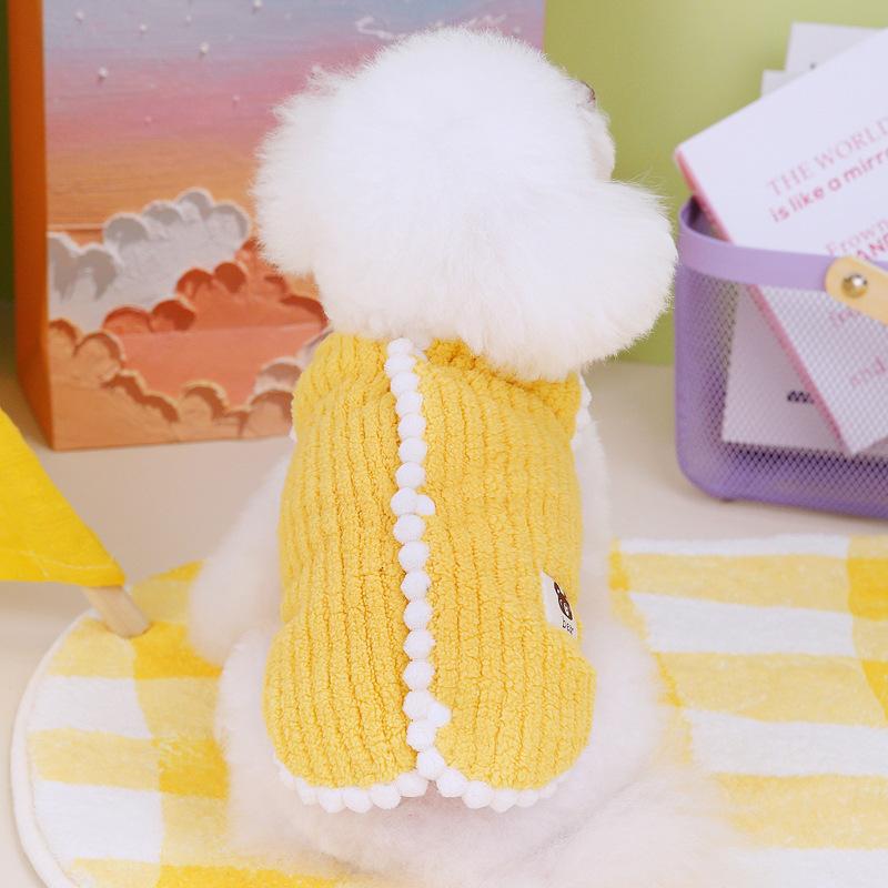 

Одежда для домашних кошек, плюшевого мишки, щенка, осенне-зимний термо-бархатный жилет с застежкой-пряжкой XXL жёлтый