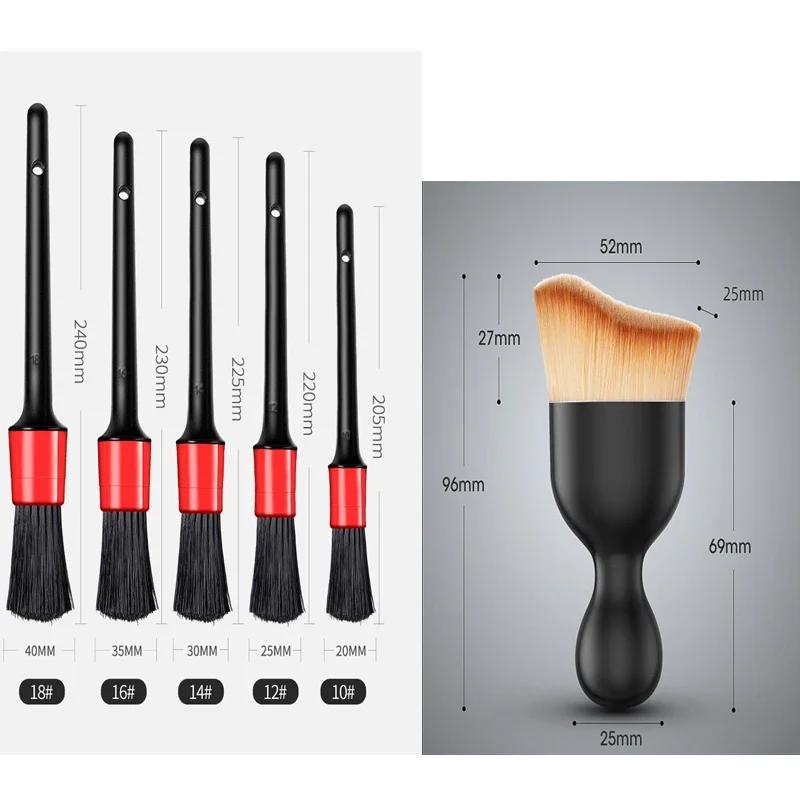 6Pcs Car Wash Care Detailing Brush Set,for cleaning wheels, dashboards, vents and more,Car Cleaning Brushes, Car Accessories
