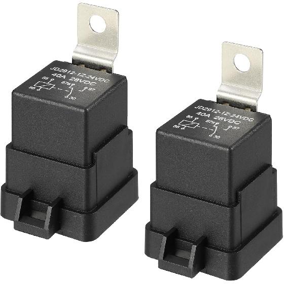 

2 Pcs Waterproof Relay DC 24V 40A, 5 Pin Relay Car Charge Case Universal for Car Durable Plastic Black 24V