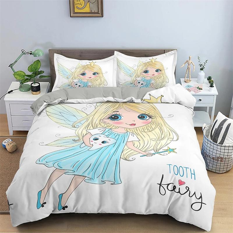 Cartoon Girls Duvet Cover Cute Lipstick Fashion Theme for Women Gifts for Bedroom Decorations with Pillowcase Queen King Size