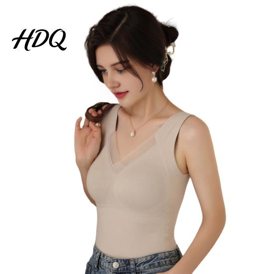 Sleeveless Slim Fit Tank Tops Women Seamless Thermal Vest Base Layer Tops Camisole with Built-in Chest Pads V-Neck Stretchy Fitted for Daily