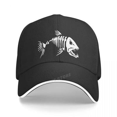 Casquette de Baseball d'Extérieur pour Homme Pêche Imprimé Os de Poisson Cartoon Chapeau Marque de Mode Chapeau d'Amateur de Pêche Casquettes Snapback Réglables