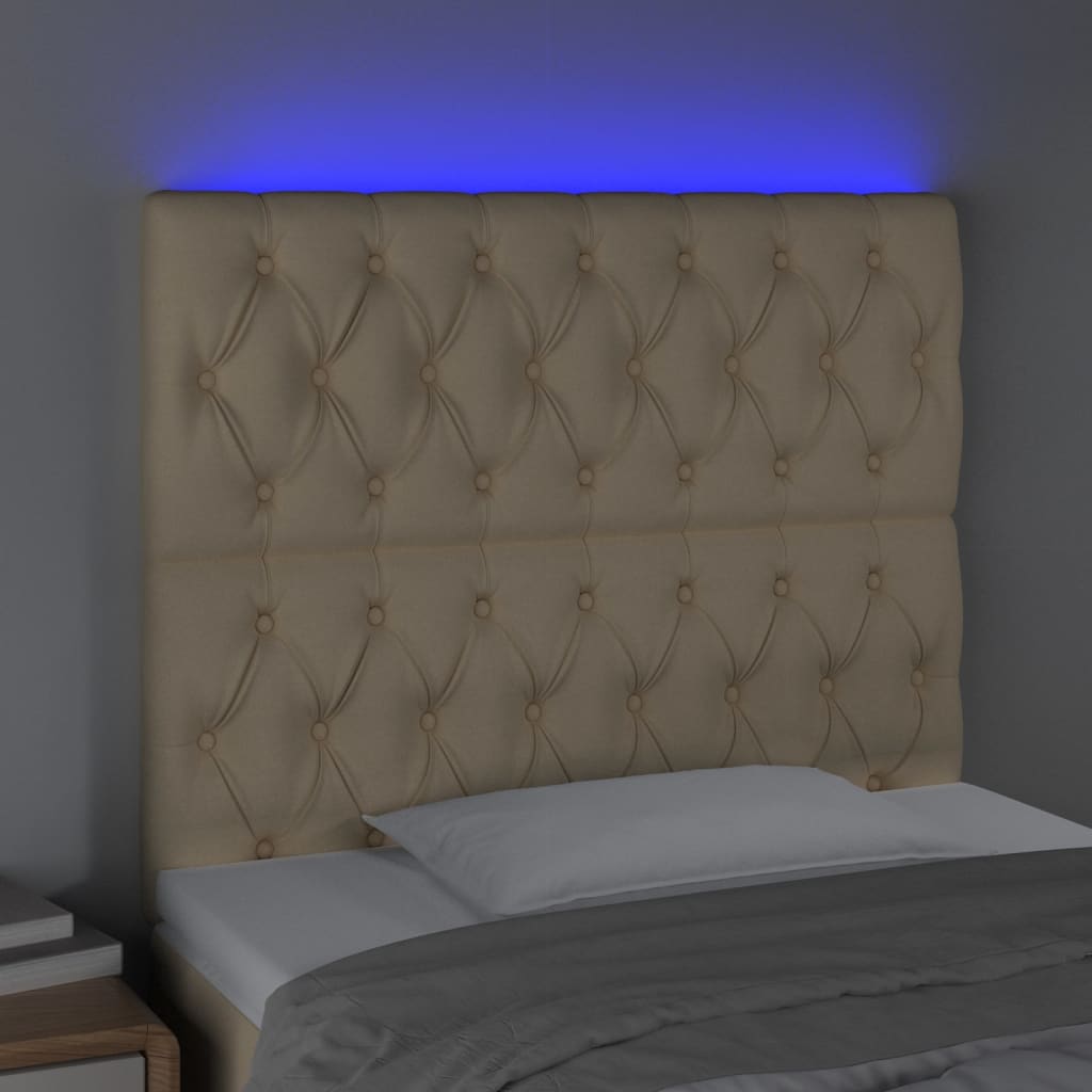 Vidaxl Zagłówek Do Łóżka Z Led, Kremowy, 90X7X118/128 Cm, Tkanina