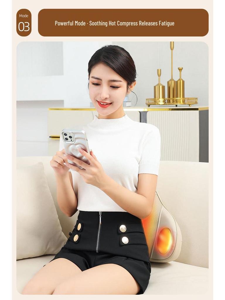 Multifunctional Lumbar, Neck, and Shoulder Kneading Massager Pillow for Full Body