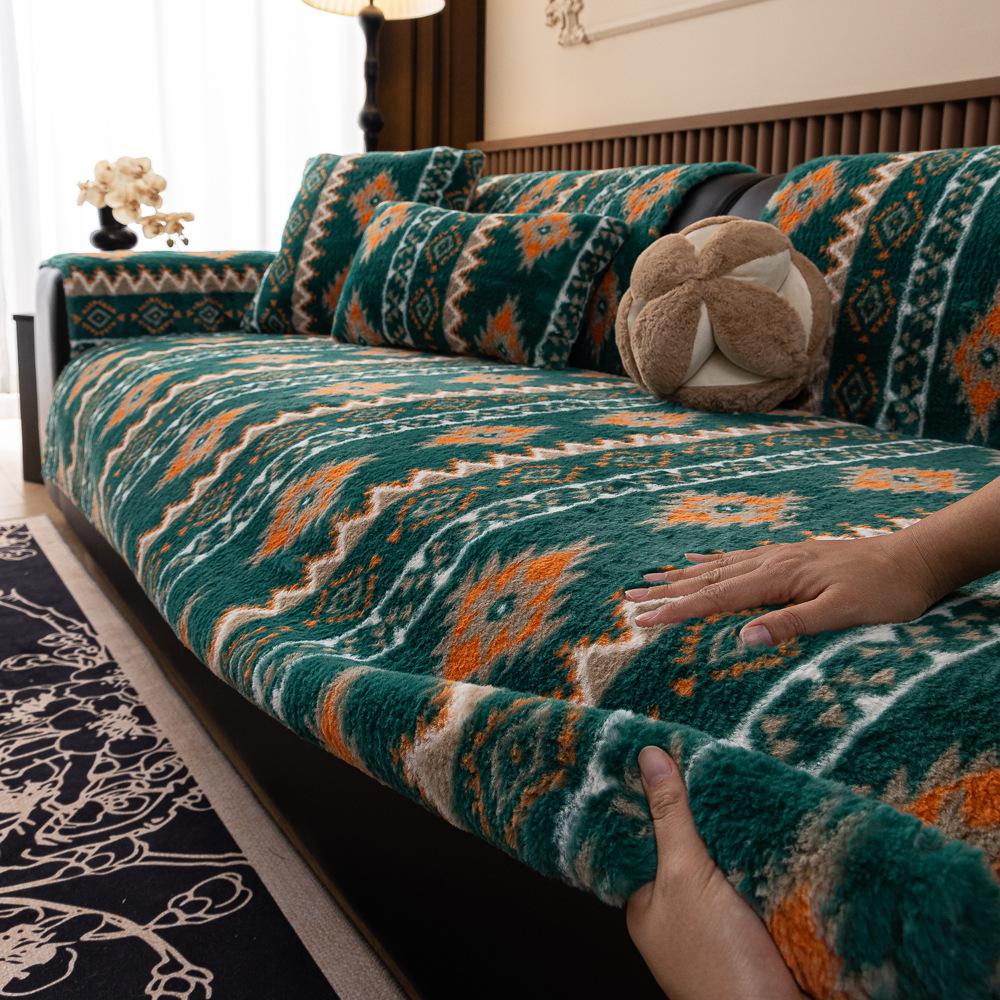 Bohemian Style Rabbit Plush Sofa Cushion  New Sofa Cover Autumn And Winter Premium Blanket