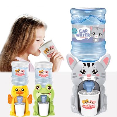 Mini Children Dual Water Dispenser Toy with Cute Pink Blue Cold/Warm Water Juice Milk Drinking Fountain Simulation Kitchen Toys