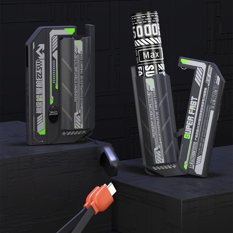 Metal Battery Chargers Case 21700 Battery and PD22.5W Fast Charge Real Time Monitoring Mobile Power Box