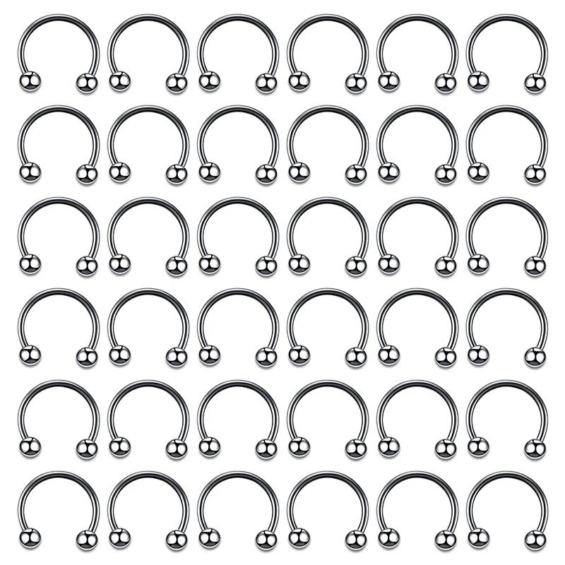 36PC Stainless Steel Horseshoe Septum Piercing Lot Horseshoe Nose Piercing Ring Bulk Fake Nose Ring Horseshoe Earring Cartilage