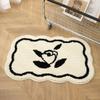 Ins Style Black White Bathroom Absorbent Rug Thick Fluffy Non Slip Bath Mat