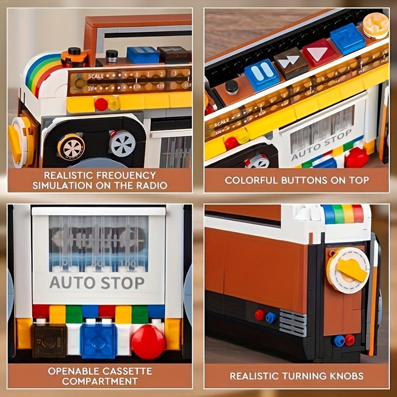 554pcs Retro Radio Building Block Toy|Creative Home Decorative Ornaments,Festival Party Assemblable Decorative Ornaments Gift,Mixed Color,ABS Material