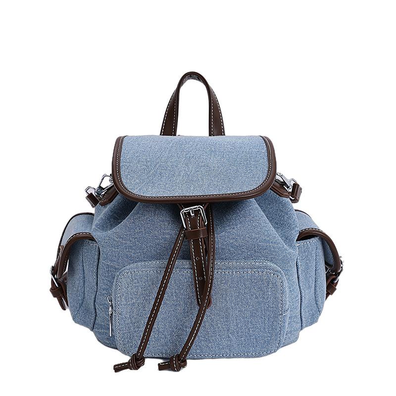2025 Summer New Niche Simple Canvas Backpack Retro Large Capacity Shoulder Bag College Style Portable Backpack