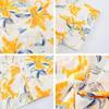 Men's Yellow Floral Print Ice Silk Vacation Shirt - Short Sleeve, Loose Casual Style