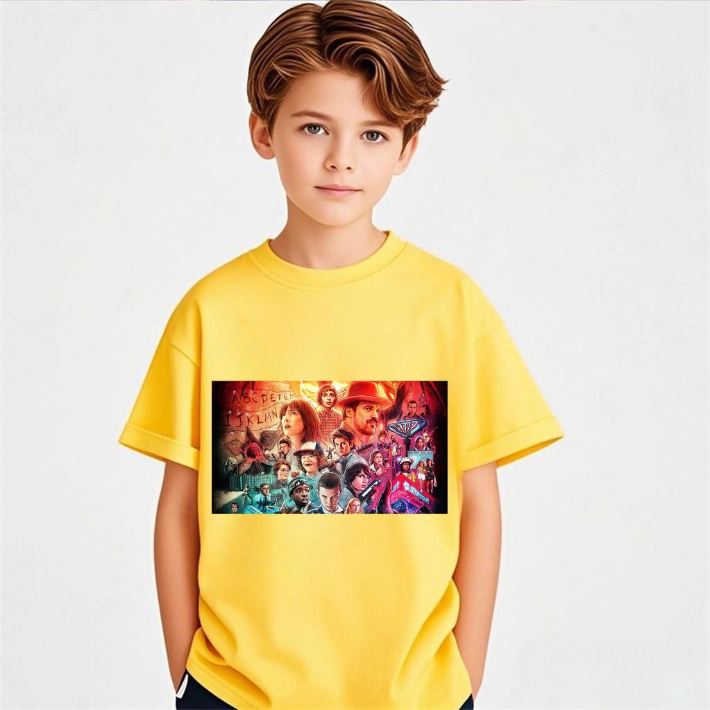 2026 Classic Cartoon Short Sleeve Printed Casual T-Shirt Breathable Summer Wear for Children and Teen Boys and Girls