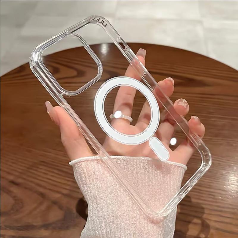 Applicable To IPhone 16 Acrylic Transparent Magnetic Phone Case Apple 15promax Simple Anti Fall Protection Case 14