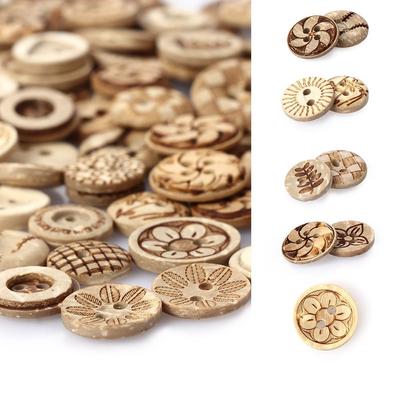 50pcs/bag Wedding Decoration Clothes Handmade Scrapbooking Flower Pattern Sewing Wooden Buttons