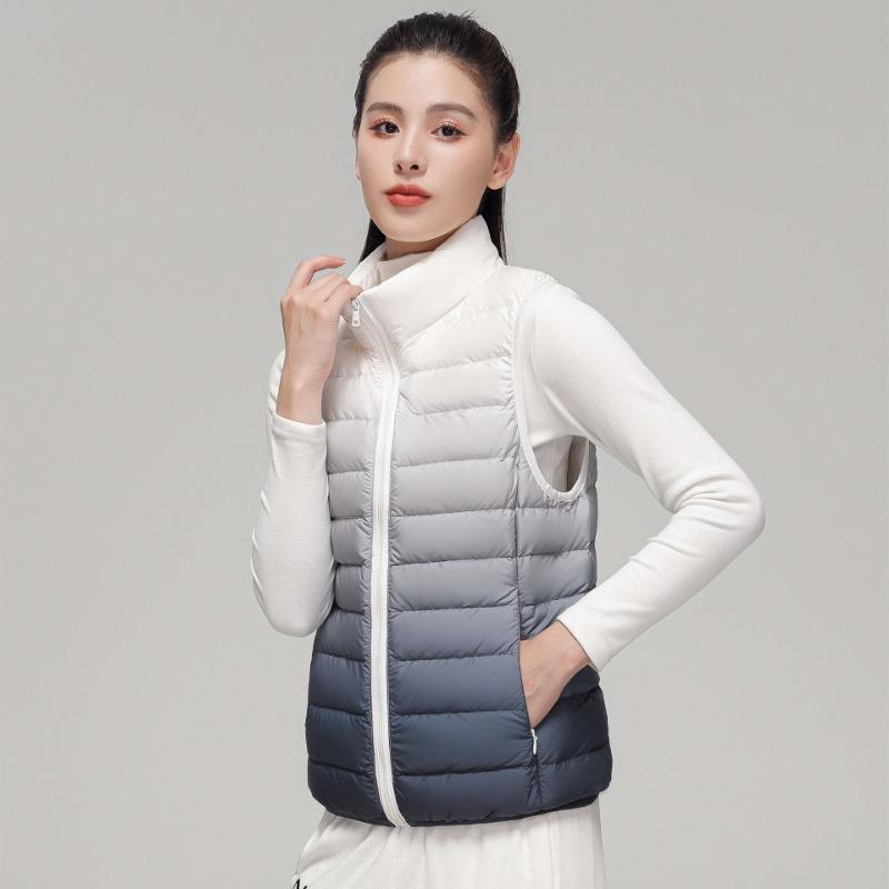 

ikTok autumn and winter down light down vest women s vest women s light and thin style gradual change color vest jacket M