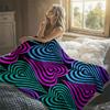 Groovy Retro Hearts Flannel Blanket Warm Soft Halloween Christmas Decorative Couch Warm Cozy All-Season Gift