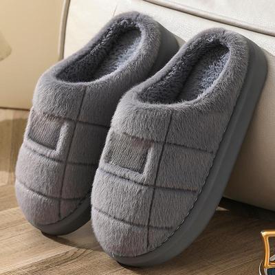 Herren Übergröße Warme Baumwollpantoffeln - Rutschfest, Dicke Sohle, Flauschiger Komfort für Herbst/Winter