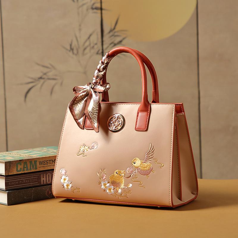 

Сумка ручной работы Новая сумка с вышивкой китайской мандаринки Модная высококлассная сумка в национальном стиле Сумка для мамы Большая вместимость Свадебная сумка Сумка-мессенджер абрикосовый