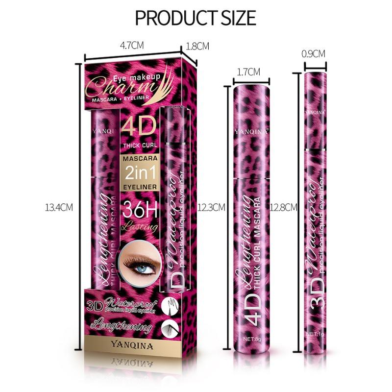 Red Leopard Print Mascara Eyeliner Set Makeup Set Is Waterproof and Stain-free